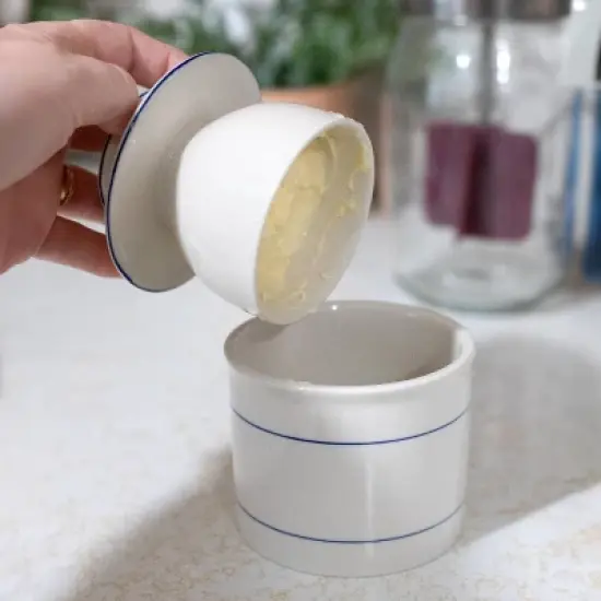 Lehman's Ancient Style Butter Crock, Traditional Stoneware Butter Keeper for Storing Fresh Soft Spreadable Butter, Classic Design, Airtight Seal image {3}