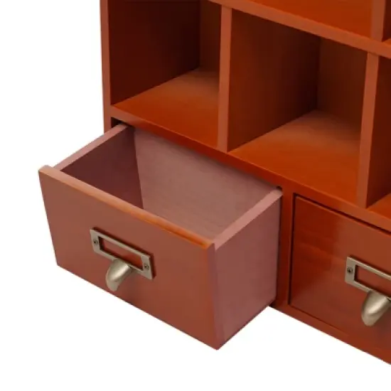 YIYIBYUS Wooden Storage Box Display Shelves with 2 Drawers Vintage Wooden Cabinet image {7}