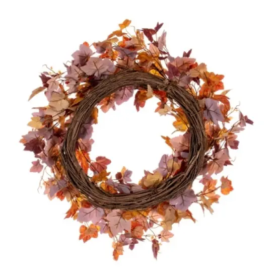 Vickerman 22" Artificial Orange Fall Maple Leaf Wreath. image {2}