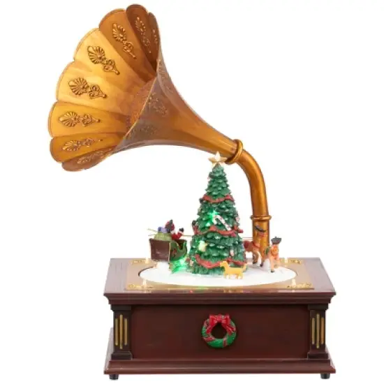 Northlight LED Lighted and Musical Gramophone Animated Christmas Decoration - 14" image {2}