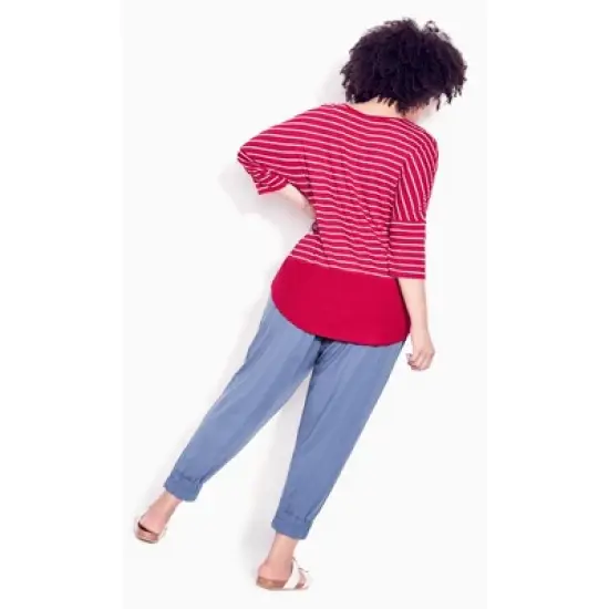 Women's Plus Size Rib Stripe Top - watermelon | ZIM & ZOE image {1}