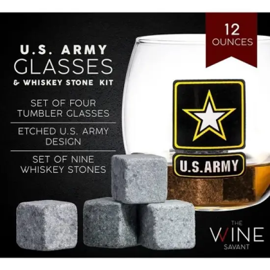 The Wine Savant Army Globe Design Whiskey & Wine Decanter Set Includes 4 Whiskey Glasses & 9 Whiskey Stones Laid on A Beautiful Wood Base - 850 ml image {5}