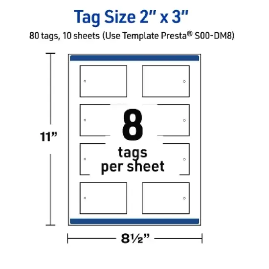 Avery Printable Rectangle Tags, Double Black Border, 2" x 3", Matte White Rectangle Tags, Laser/Inkjet, 80ct, Great for Product Tags image {4}