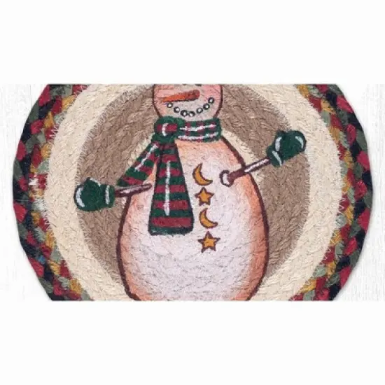 Earth Rugs Moon & Star Snowman Round Trivet &ndash; Rustic Holiday Hot Pad 10"x10" image {1}