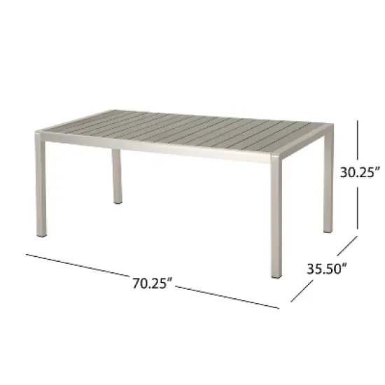GDFStudio Crested Bay Outdoor Aluminum Dining Table with Faux Wood Top image {2}