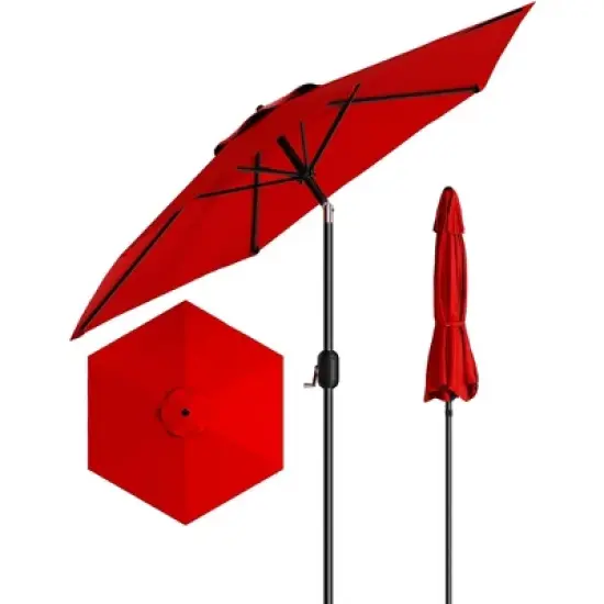 7.5FT Patio Umbrella Outdoor, Market Umbrella, Table Umbrella with Push Button Tilt and Crank, 6 Sturdy Ribs UV Protection Waterproof image {11}