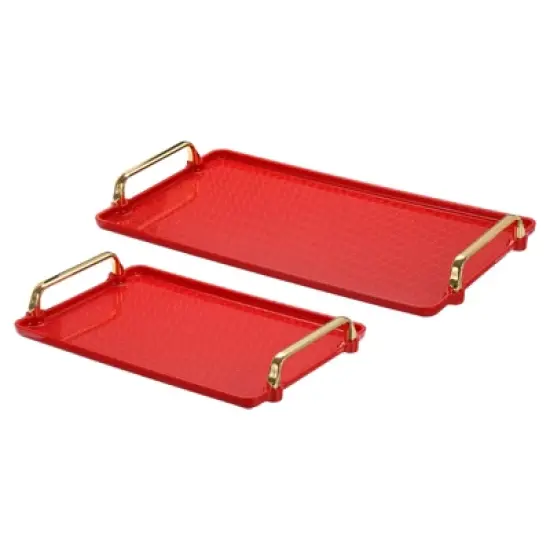 Unique Bargains Modern Rectangular Decorative Plastic Serving Tray 1 Set of 2 Pcs image {8}