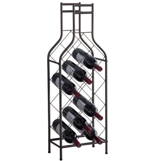 Kings Brand Furniture 12 Bottles Freestanding Floor Metal Wine Rack Wine Bottle Holders Stands for Home with Bottle Shape Bar Stand for Liquor, Pewter image {1}