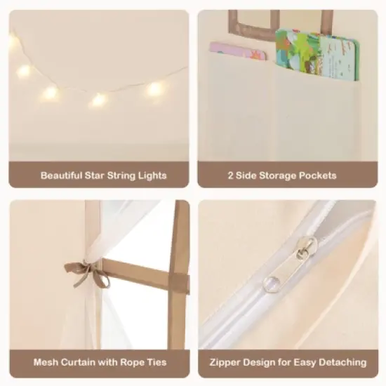 Costway Kids Play Castle Tent Large Playhouse Toys Gifts with Star Lights Washable Mat image {8}