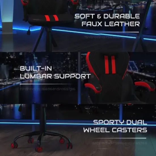 BlackArc High Back Gaming Chair with Red and Black Faux Leather Upholstery, Adjustable Swivel Seat and Padded Flip-Up Arms image {5}