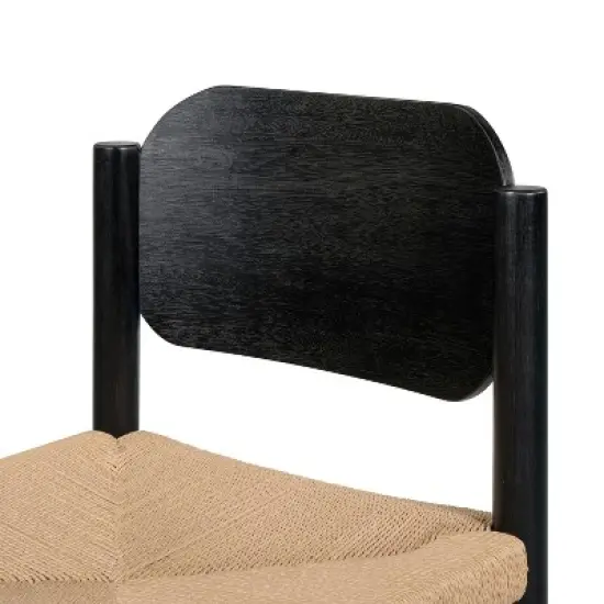 Christopher Knight Home Kayle Mid-Century Modern Acacia Wood Dining Chairs with Paper Rope Weave image {6}