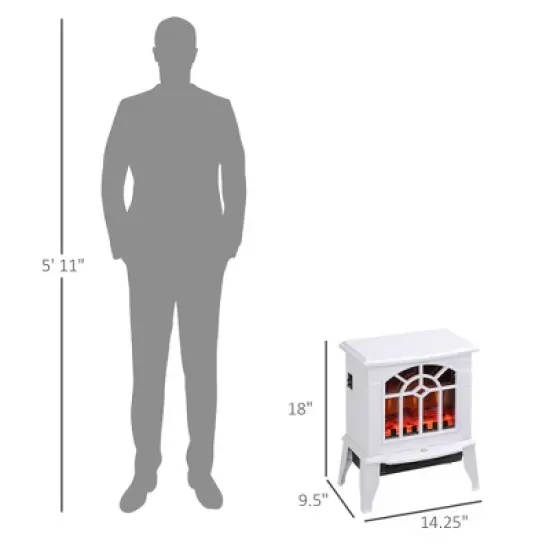 SEVOBAL Fireplace Insert Heater Mantel 3D Flame Fireplace Stove Bottom Air Outlet Fire Place Panoramic Fire Place Heater, White, 15.9"*11.8"*17.7" image {2}