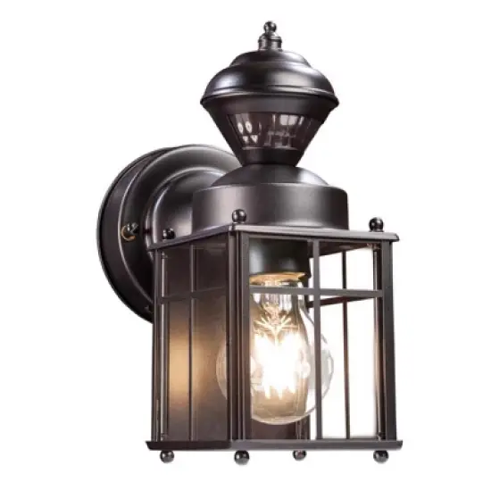 Globe Electric Franklin Matte Black Motion-Sensing LED Wall Lantern image {1}