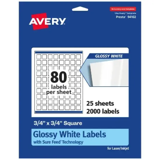 Avery Glossy White Square Labels with Sure Feed, 3/4" x 3/4" image {6}