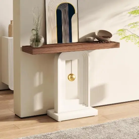 Tribesigns Modern 40 Inches Narrow Console Table with Pendulum Shape Base image {4}