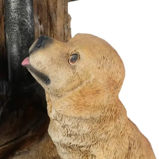 LuxenHome Resin Puppies and Water Pump Outdoor Fountain with LED Light image {8}