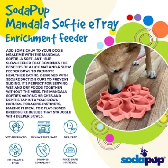Mandala Softie eTray Enrichment Shallow Slow Feeder Dog Bowl with Suction Cups image {2}
