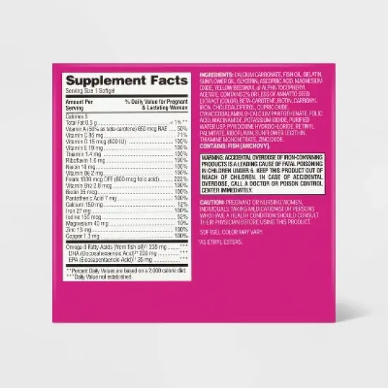 Women's Daily Prenatal Combo Pack Dietary Supplement Tablets & Softgels - 60ct - up&up&trade; image {2}