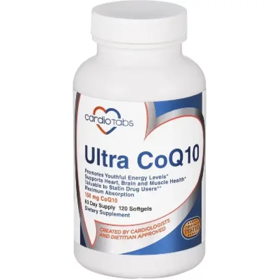 Cardiotabs Ultra CoQ10, 150 mg CoQ10 Per 2 Softgels, Safflower Oil & Tocopherols, 6X Absorption for Heart, Brain & Muscle Health - 120 Count image {4}