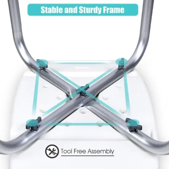 Costway Shower Bath Chair 6 Adjustable Height Bathtub Stool Bench Non-Slip Padded Seat image {7}