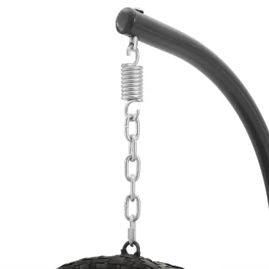 Calliope Indoor/Outdoor Wicker Hanging Egg Chair - Sand/Dark Brown - Crosley image {11}