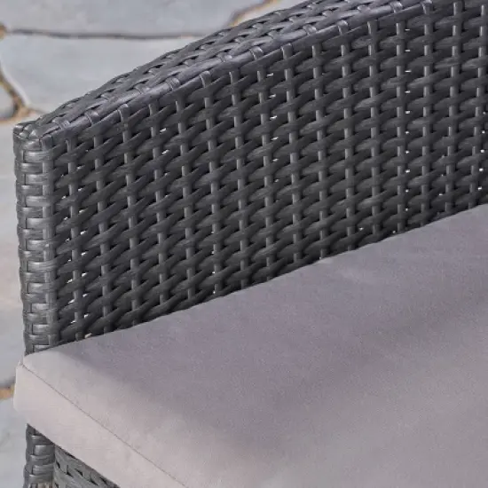 Bruna 3pc Wood & Wicker Bistro Set - Gray/Gray - Christopher Knight Home image {5}