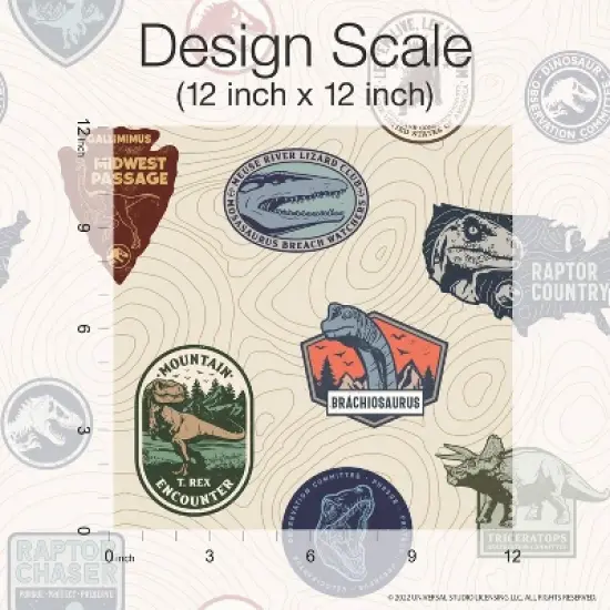 Jurassic World Badges Peel & Stick Wallpaper Beige - RoomMates image {3}