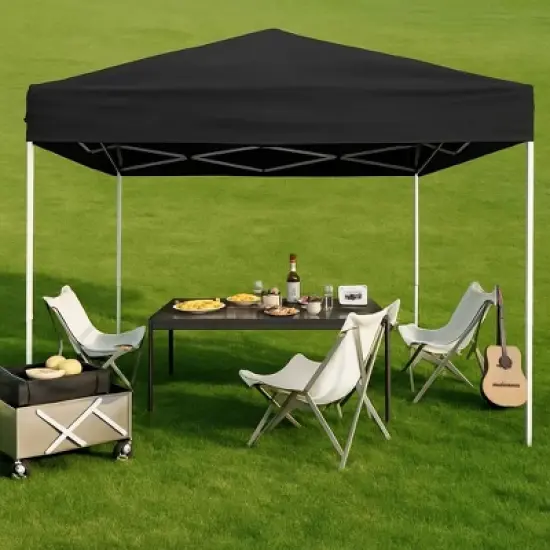 GustoWave Adjustable Height Outdoor 10x10Ft Pop Up Portable Canopy Tent with Carrying Bag for Parties, Camping image {1}
