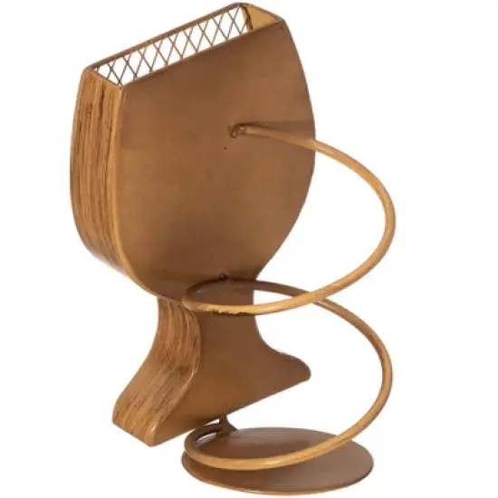 Vintiquewise Decorative Metal Goblet Shape Wine Bottle and Cork Holder A Unique Home Decor Piece and Countertop Accessory image {4}