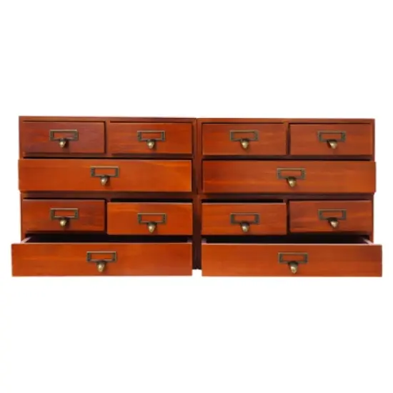 YIYIBYUS Wooden Storage Drawers for Tabletop, Desktop Organizer, Brown image {8}