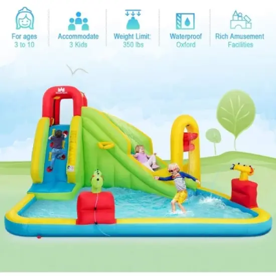 Costway Inflatable Water Slide Kids Bounce House w/480w Blower image {3}