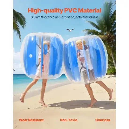 VEVOR Inflatable Bumper Balls 2-Pack, 3FT/0.9M Body Sumo Ball, Durable Thick PVC Human Hamster Bubble Knocker for Outdoor Team Gaming Play, Blue image {2}