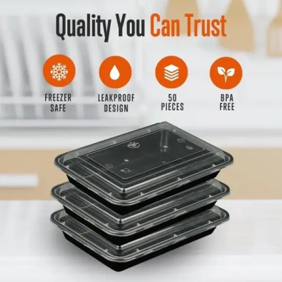 SQUATZ 50 Meal Prep Containers with Lids for Adults - Black image {4}