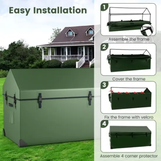 Tangkula Waterproof Outdoor Storage Box 174 Gallon Outdoor Tarpaulin Deck Box with Ventilated Window Corner Protector image {5}