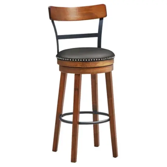 Costway Set of 2/4 BarStool 30.5'' Swivel Pub Height Dining Chair with Rubber Wood Legs image {4}
