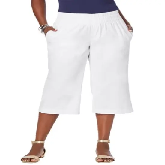 Jessica London Women&rsquo;s Plus Size Wide-Leg Crop Chambray Pants image {2}