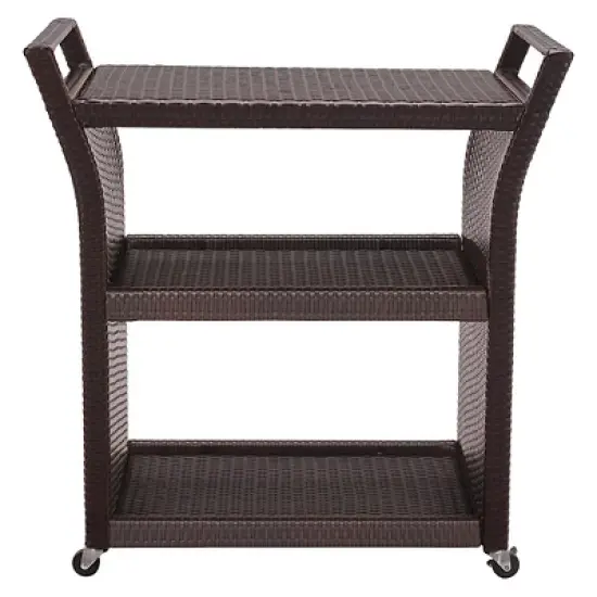 Crosley Palm Harbor Outdoor Wicker Bar Cart image {1}