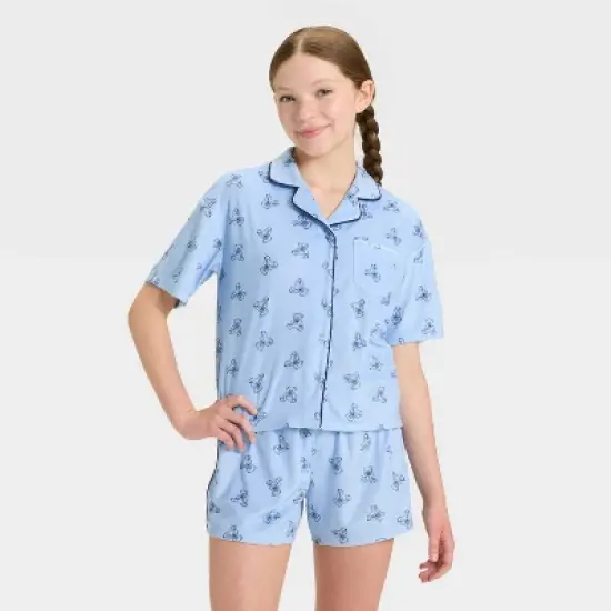 Girls' Short Sleeve Button-Down Pajama Set - art class&trade; image {2}