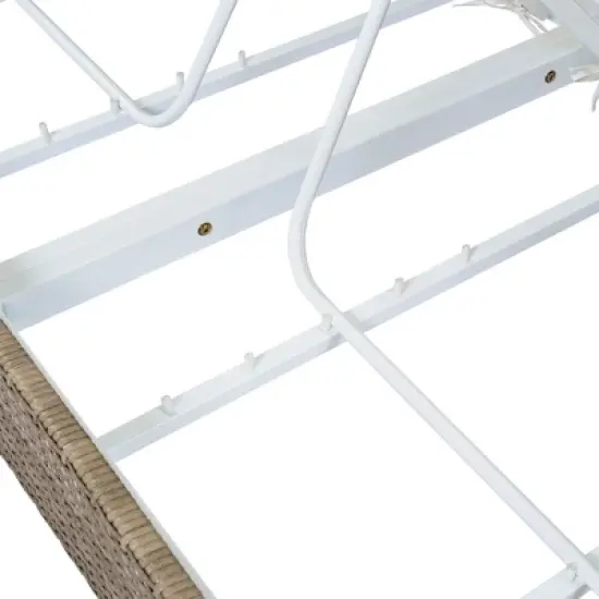 Outdoor Patio Iron Frame Double Daybed Sunbed with 5-Position Adjustable Backrest and Pillows image {12}