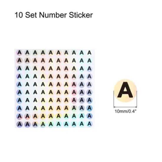 Unique Bargains Laser Capital Alphabet Round Self-Adhesive Reflective Letter Stickers 10 Pcs image {1}
