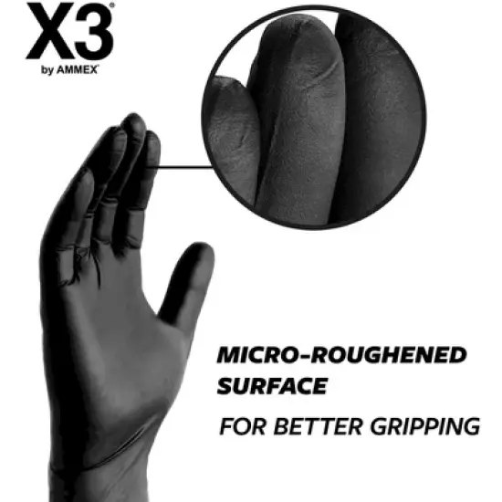 X3 Black Nitrile Gloves - Light Duty, Industrial Grade - Perfect for household and commercial Cleaning, Food Service, and Automotive Detailing image {3}
