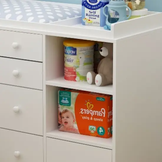 Famapy White Changing Table With 2 Shelves and 5 Storage Drawers image {8}