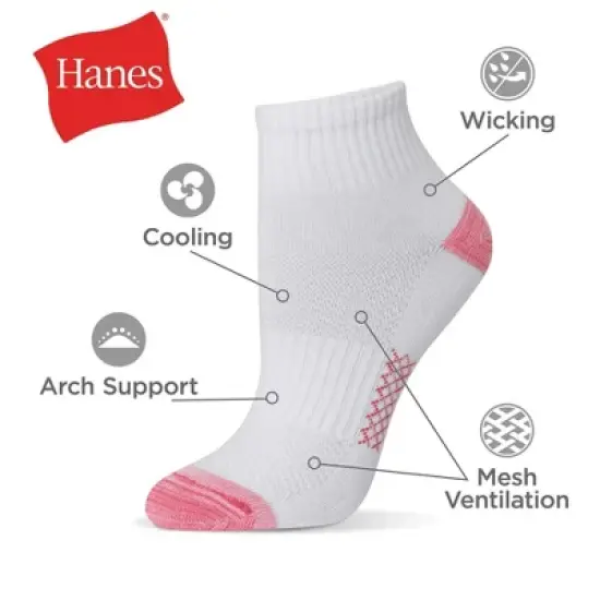 Hanes X-Temp Women's Ankle Socks, Extended Sizes, 6-Pairs image {1}