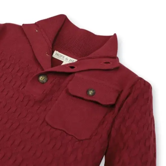 Hope & Henry Boys' Long Sleeve Mock Neck Button Pullover Sweater, Infant image {1}