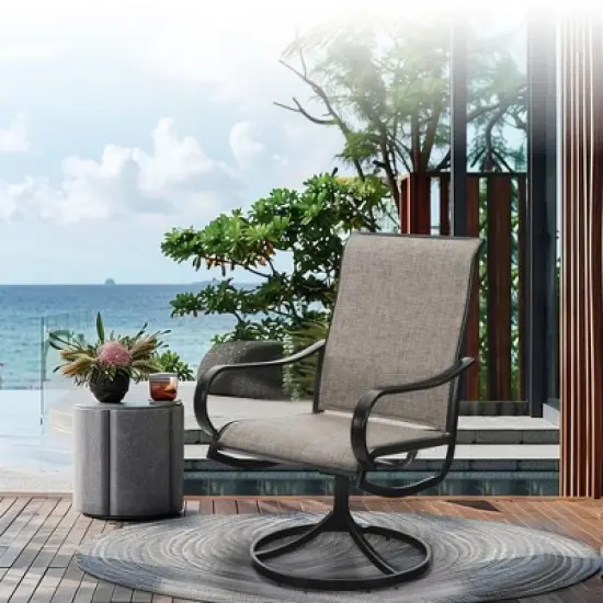Captiva Designs Outdoor Dining Breathable Quick-dry Sling Steel Chairs with 360 Degree Swivel image {13}