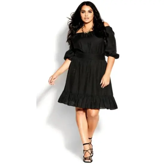 Women's Plus Size Mini Flirt Dress  - Black | CITY CHIC image {5}