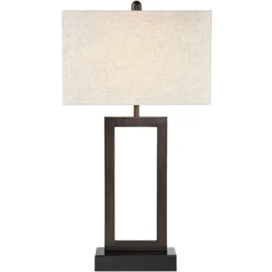 360 Lighting Todd Modern Table Lamp 30" Tall Bronze Rectangular with USB and AC Power Outlet in Base Oatmeal Fabric Shade for Living Room Office House image {8}