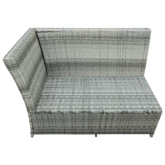 6pc Wicker Patio Set with Glass Table Ottomans - Gray/Dark Gray - GODEER image {15}