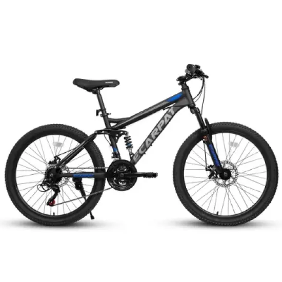 NicBex 24" Mountain Bike with Dual Suspension for Adults,21-Speed Shifter Lever with Gear Indicator,Carbon Steel Frame,Mechanical Disc Brake image {3}
