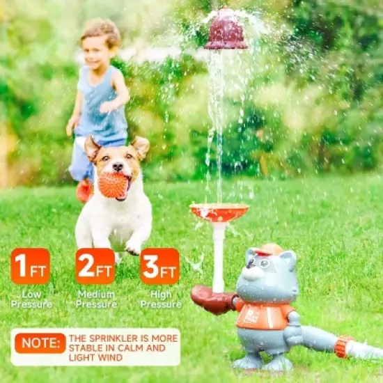 Topteng Water Sprinkler for Kids Toddlers with Baseball and Roating Spray Nozzles Attaches Garden Water Hose image {2}